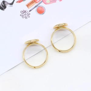 Anelli aperti regolabili in ottone placcato oro 14k con base rotonda da 10mm