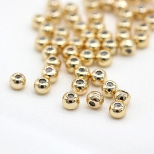 14K Gold Vergoldete Reine Kupferperlen Für DIY Schmuckherstellung Runde Zwischenperlen Für Halsketten Armbänder Positionierperlen