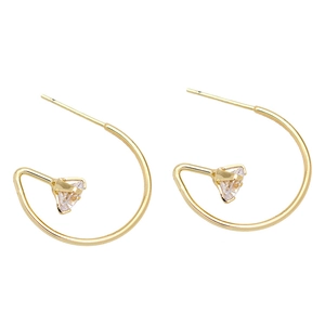Minimalistische 14K vergoldete C-Form Creolen mit funkelnden Zirkonia-Verzierungen