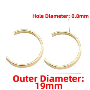Pendentifs demi-cercle plaqués or 14K diamètre 19mm et taille du trou 0,8mm
