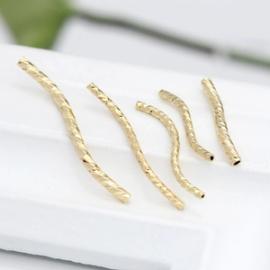 Perles Tubes Incurvées en S Motif Losange Laiton Plaqué Or 24K Fournitures de Bijouterie DIY pour la Fabrication de Bracelets et Colliers Unisexe