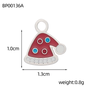 Pendentif bonnet de Noël en émail rouge et blanc pour création de bijoux DIY