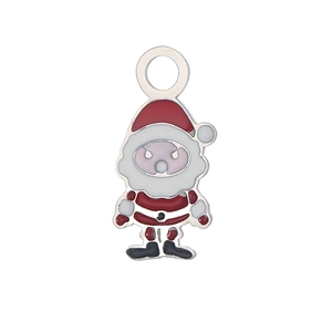 Vue détaillée du pendentif Père Noël en alliage avec finition en émail coloré