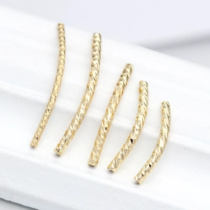 Textured Brass Curved Tube Beads 14K Gold Plated Spacer Beads For DIY Handmade Necklace Bracelet Jewelry Making Components