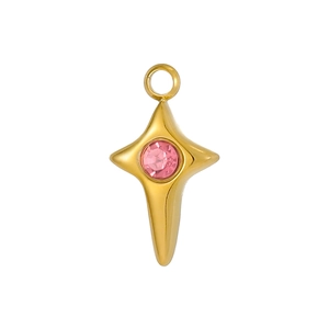 Detailed close-up of a golden star pendant with a pink gemstone for DIY jewelry making