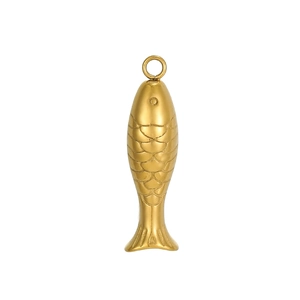 Detailed view of a gold-plated stainless steel koi fish pendant with realistic scales