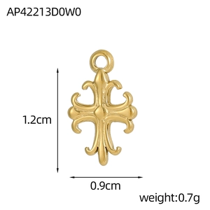 Detailansicht eines 12mm Gold-Lilienkreuz-Anhängers mit Größen- und Gewichtsangaben