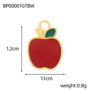 Cute red apple fruit pendant in stainless steel for DIY jewelry making 1.2x1.1cm