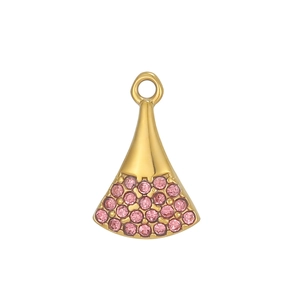 Detailansicht des goldenen Fächeranhängers mit rosa Zirkonia-Mikropflaster für DIY-Schmuck