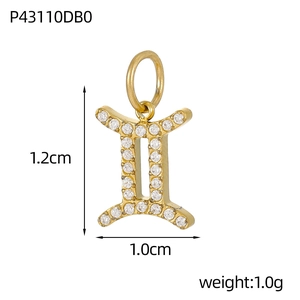 Detailansicht des Gemini-Sternzeichen-Anhängers mit weißen Kristallen und 1,2 cm Maßen