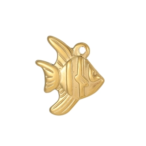 Detailed close-up of a golden angelfish charm pendant for DIY jewelry making
