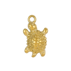 Detailed golden sea turtle pendant crafted in stainless steel for DIY jewelry