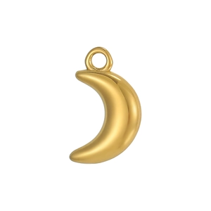 Polished golden moon pendant with integrated loop for DIY necklaces and earrings