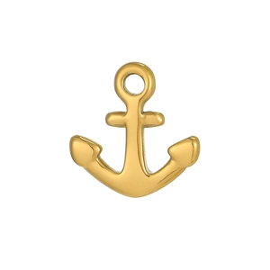 Polished gold anchor pendant detail with circular ring for DIY jewelry making