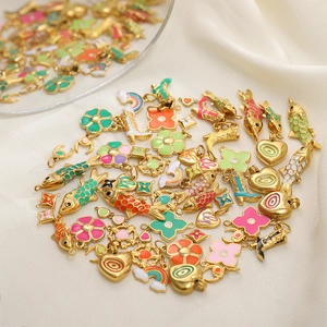 Pendentifs colorés en émail cœur et botte en acier inoxydable doré pour bijoux DIY