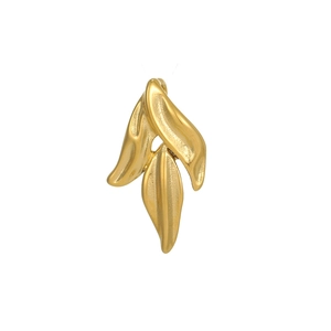 Macro shot of three-layer leaf charm in gold plated finish with matte texture details