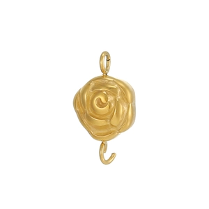 Macro view of golden rose pendant connector with sunflower shape for DIY jewelry