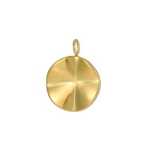 Detailed view of a gold-plated stainless steel sunflower pendant with hammered texture