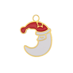 Detalle macro del colgante de Papá Noel en forma de luna esmaltada para hacer joyería