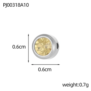 Close-up of 6mm champagne birthstone pendant showing 0.6cm dimensions and 0.7g weight