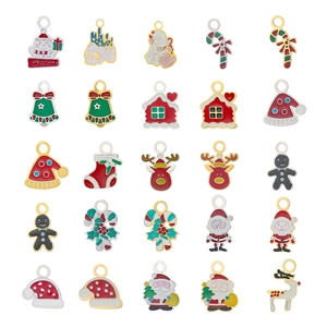 Stainless Steel Enamel Christmas DIY Pendants Snowman Reindeer Santa Hat Candy Cane Socks House Charms Jewelry Making Accessories