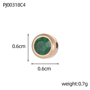 Ciondolo in acciaio inossidabile oro rosa con pietra portafortuna verde e misura 0,6 cm