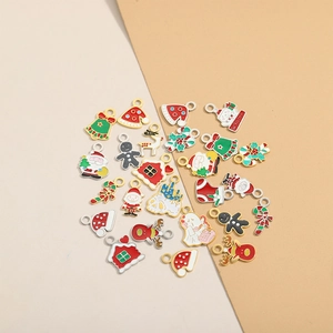 Assorted Christmas and Halloween theme alloy enamel charms for DIY jewelry making