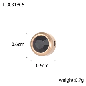 Macro di charm oro rosa 0,6 cm con gemma nera per creazione gioielli fai-da-te