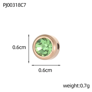 Ciondolo in acciaio inossidabile oro rosa con pietra verde e diametro di 0,6 centimetri