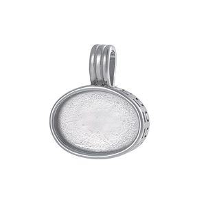 Macro di base per ciondolo ovale in argento con motivo geometrico traforato decorativo