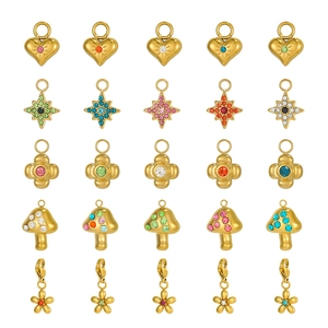 Ciondolo in Acciaio Inossidabile con Zirconi Micro Intarsiati a Forma di Cuore Fungo Stella Fiore Solo Ciondolo Senza Catena