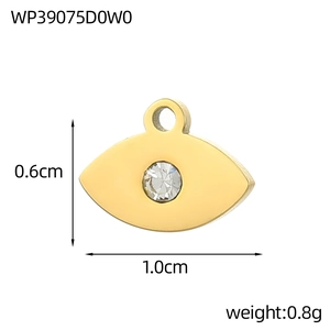 Ciondolo malocchio dorato con zircone per gioielli, dimensioni 1,0 cm per 0,6 cm