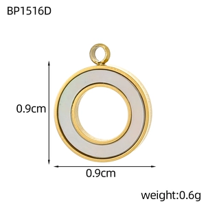 Vergoldeter runder Kronen-Smiley-Anhänger mit weißer Einlage, 0,9 cm 0,6 g Charm-Zubehör