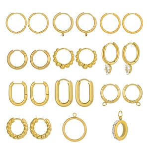 Ciondoli Base per Orecchini a Cerchio Geometrici in Acciaio Inossidabile Fai da Te per Creazione Gioielli Placcati in Oro Strass Accessori