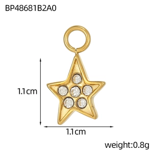 Macro detail of star pendant with sparkling cubic zirconia and dimensions 1.1cm