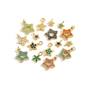 Exquisite gold-plated star charms with colorful cubic zirconia for DIY jewelry making