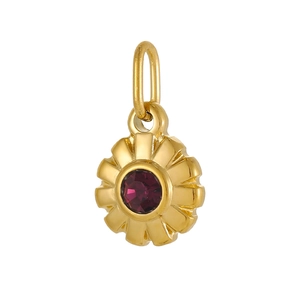 Vue détaillée du pendentif étoile dorée avec zircon violet et bords dentelés ciselés