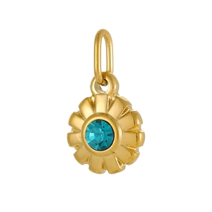 Détail d'un pendentif étoile doré orné d'une pierre de zircon de couleur turquoise
