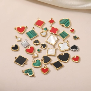 Pendentifs hip hop en acier inoxydable, cœur et trèfle pour création de bijoux