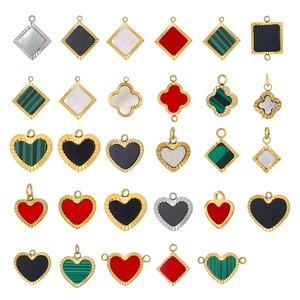 Pendentifs en Acier Inoxydable Géométriques Cœur Carré Trèfle Losange Breloques DIY pour Fabrication Bijoux Colliers Accessoires