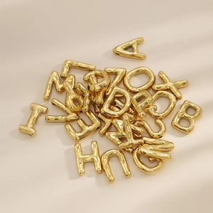 Golden balloon style 14k gold plated 26 alphabet letter pendants for DIY necklaces