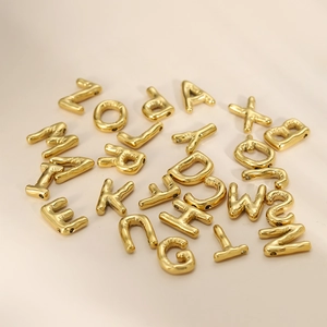 Golden 14k gold plated balloon style 26 alphabet letter charms for DIY jewelry sets