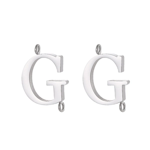 Polished stainless steel letter G pendant connectors for DIY jewelry making set