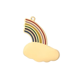 Ciondolo nuvola arcobaleno in metallo dorato lucido con smalto colorato per gioielli DIY