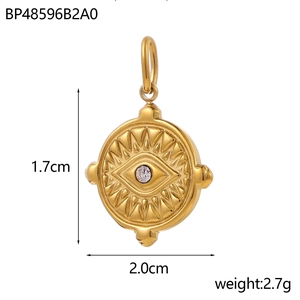 Evil Eye pendant in gold finish with sparkling zircon stone and sunburst pattern detail
