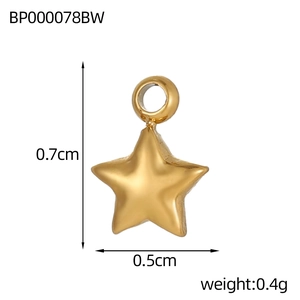 Detaillierte Größentabelle für winzigen Goldstern-Anhänger aus Edelstahl für DIY-Schmuck