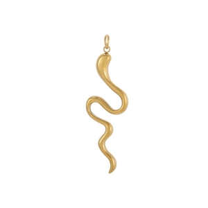 Polished gold snake pendant charm in stainless steel for jewelry making and DIY necklaces
