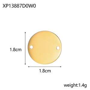 Detailed view of 1.8cm golden geometric stainless steel round pendant with dual holes