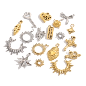 Edelstahl-Anhänger Set in Gold und Silber mit Herz- und Sonnenmotiven für DIY-Schmuck