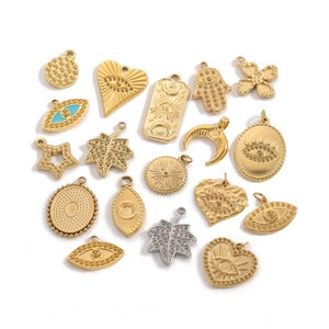 Colgantes barrocos de acero inoxidable de ojo turco y corazón para joyería DIY oro y plata